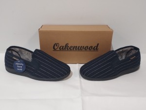 28 X BRAND NEW OAKENWOOD PAUL MENS WOVEN TWIN GUSSET SLIPPERS IN NAVY SIZE 11