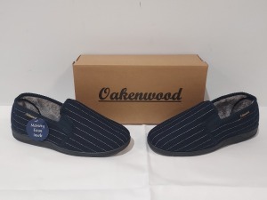 28 X BRAND NEW OAKENWOOD PAUL MENS WOVEN TWIN GUSSET SLIPPERS IN NAVY SIZE 9