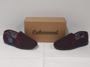 28 X BRAND NEW OAKENWOOD PHILLIP BURGUNDY WARM LINED SLIPPERS SIZE 11