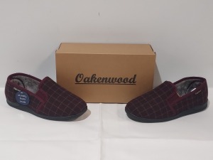 28 X BRAND NEW OAKENWOOD PHILLIP BURGUNDY WARM LINED SLIPPERS SIZE 10