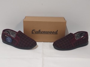 28 X BRAND NEW OAKENWOOD PHILLIP BURGUNDY WARM LINED SLIPPERS SIZE 9