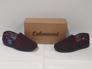 28 X BRAND NEW OAKENWOOD PHILLIP BURGUNDY WARM LINED SLIPPERS SIZE 8