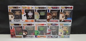 10 X BRAND NEW BOXED FUNKO POP VINYL FIGURES - ALL IN VARIOUS MODELS - ( BOX SIZE : H 16 CM X W 11.5 CM ) ( PLEASE SEE PICTURES FOR MODEL TYPES )