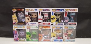 10 X BRAND NEW BOXED FUNKO POP VINYL FIGURES - ALL IN VARIOUS MODELS - ( BOX SIZE : H 16 CM X W 11.5 CM ) ( PLEASE SEE PICTURES FOR MODEL TYPES )