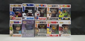 10 X BRAND NEW BOXED FUNKO POP VINYL FIGURES - ALL IN VARIOUS MODELS - ( BOX SIZE : H 16 CM X W 11.5 CM ) ( PLEASE SEE PICTURES FOR MODEL TYPES )