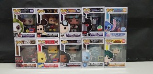 10 X BRAND NEW BOXED FUNKO POP VINYL FIGURES - ALL IN VARIOUS MODELS - ( BOX SIZE : H 16 CM X W 11.5 CM ) ( PLEASE SEE PICTURES FOR MODEL TYPES )