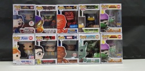 10 X BRAND NEW BOXED FUNKO POP VINYL FIGURES - ALL IN VARIOUS MODELS - ( BOX SIZE : H 16 CM X W 11.5 CM ) ( PLEASE SEE PICTURES FOR MODEL TYPES )