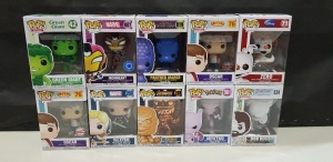 10 X BRAND NEW BOXED FUNKO POP VINYL FIGURES - ALL IN VARIOUS MODELS - ( BOX SIZE : H 16 CM X W 11.5 CM ) ( PLEASE SEE PICTURES FOR MODEL TYPES )