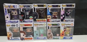 10 X BRAND NEW BOXED FUNKO POP VINYL FIGURES - ALL IN VARIOUS MODELS - ( BOX SIZE : H 16 CM X W 11.5 CM ) ( PLEASE SEE PICTURES FOR MODEL TYPES )