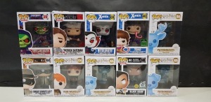 10 X BRAND NEW BOXED FUNKO POP VINYL FIGURES - ALL IN VARIOUS MODELS - ( BOX SIZE : H 16 CM X W 11.5 CM ) ( PLEASE SEE PICTURES FOR MODEL TYPES )