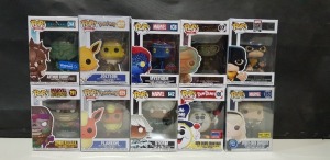 10 X BRAND NEW BOXED FUNKO POP VINYL FIGURES - ALL IN VARIOUS MODELS - ( BOX SIZE : H 16 CM X W 11.5 CM ) ( PLEASE SEE PICTURES FOR MODEL TYPES )