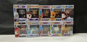 10 X BRAND NEW BOXED FUNKO POP VINYL FIGURES - ALL IN VARIOUS MODELS - ( BOX SIZE : H 16 CM X W 11.5 CM ) ( PLEASE SEE PICTURES FOR MODEL TYPES )