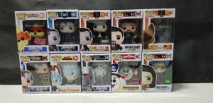 10 X BRAND NEW BOXED FUNKO POP VINYL FIGURES - ALL IN VARIOUS MODELS - ( BOX SIZE : H 16 CM X W 11.5 CM ) ( PLEASE SEE PICTURES FOR MODEL TYPES )