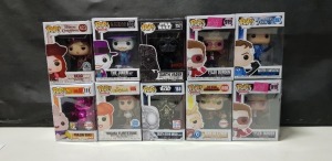 10 X BRAND NEW BOXED FUNKO POP VINYL FIGURES - ALL IN VARIOUS MODELS - ( BOX SIZE : H 16 CM X W 11.5 CM ) ( PLEASE SEE PICTURES FOR MODEL TYPES )