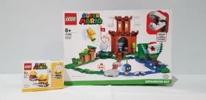 2 PIECE BRAND NEW BOXED LEGO LOT CONTAINING 1 X LEGO SUPER MARIO - GUARDED FORTRESS ( ITEM # 71362 ) 1 X LEGO SUPER MARIO - BUILDER MARIO ( ITEM # 71373 )