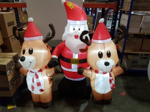 3 X INFLATABLE LOT CONTAINING 2 REINDEERS AND 1 SANTA