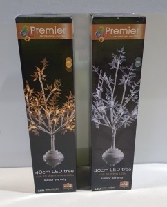 10 X BRAND NEW PREMIER 40CM LED TREE WITH 20 WHITE LED'S INDOOR ONLY 5 IN SILVER AND 5 IN GOLD .