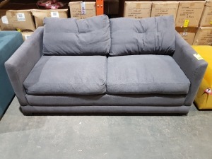 1 X BRAND NEW TWO -SEATER SOFA BED IN CHARCOAL SIZE L 180 X W 95 X H 85