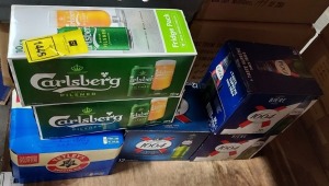 68 X BRAND NEW MIXED BEER LOT CONTAINING , 36X KRONENBOURG 275ML BOTTLES - 20 X CARLSBERG 440ML CANS - 12X TETLEYS 440ML CANS