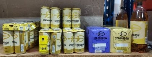 71 X BRAND NEW MIXED BEER LOT CONTAINING STRONGBOW ORGINAL CIDER PINT CANS - STRONG BOW 440ML CANS - STRONGBOW DARK FRUIT 440ML CANS - STRONGBOW ORGINAL CIDER 2L BOTTLES -WHITE STORM 2.5L BOTTLES ETC