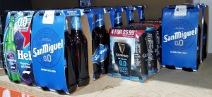 68 X BRAND NEW MIXED ALCOHOL FREE CIDER AND LAGER LOT CONTAINING , KOPPARBERG MIXED FRUIT BOTTLE 50CL , HEINEKEN 330ML BOTTLES , SAN MIGUEL 330ML BOTTLES AND GUINNESS DROUGHT 12 440ML CANS