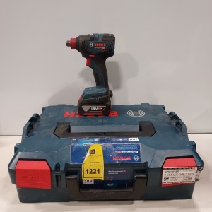 1 X BOSCH BRUSHLESS IMPACT DRIVER ( GDX 18V-200 ) - WITH 1 X BOSCH 18 V 5.0AH LI-ION BATTERY - CARRY CASE - NO CHARGER