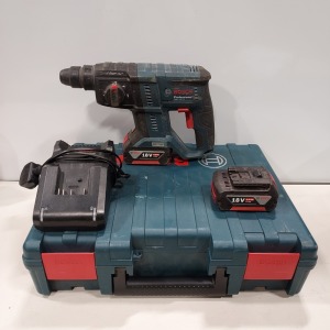 1 X BOSCH BRUSHLESS MOTOR HAMMER DRILL ( GBH 18V-21 ) WITH 2 X BOSCH 18V - 4.0AH LI-ION BATTERYS - 1 X CHARGER AND CARRY CASE