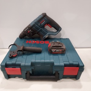 1 X BOSCH BRUSHLESS MOTOR HAMMER DRILL ( GBH 18V-21 ) WITH 1 X BOSCH 18V - 4.0AH LI-ION BATTERY - AND CARRY CASE NO CHARGER