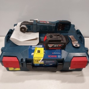 1 X BOSCH MULTI-TOOL ( GOP - 18V-28 ) WITH 1 X BOSCH 18V - 4.0AH - LI-ION BATTERY / AND CARRY CASE NO CHARGER