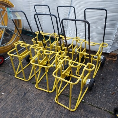 6 X MILLS DROPWIRE DISPENSER 2C - SPECIALIST CABLE STAND ( S00-8432) - WITH ADJUSTABLE HANDLE AND WHEELS