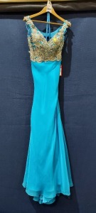 1 X BRAND NEW MORI LEE DRESS BY MADELINE GARDNER IN BRIGHT BLUE , SIZE - 10 , STYLE - 97023 , RRP - £150