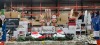 FULL BAY OF MIXED PREMIER CHRISTMAS LOT CONTAINING 77CM X 18CM SANTA IN SLIGH WINDOW SILHOUETTE , SMALL INFLATABLE SANTA AND SNOWMAN , 65CM XMAS TREE CARD HOLDER'S , SANTA STOP HERE SIGNS , EAT DRINK AND BE MERRY MILK JUG AND SUGAR BOWL SET'S , STOCKING H