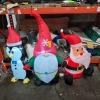 3 X MIXED CHRISTMAS DECORATION INFLATABLE'S LOT CONTAINING ONE PENGUIN WITH LED LIGHT , ONE GONK WITH LED LIGHT AND ONE SANTA WITH LAD LIGHT ( NOTE IMPERFECT WORKING CONDITION )