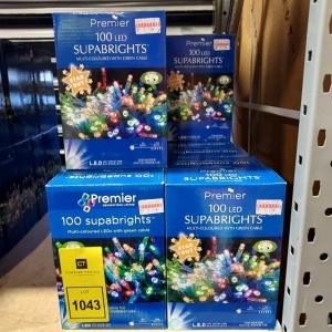 27 X BRAND NEW PREMIER CHRISTMAS LIGHT'S 100LED SUPABRIGHTS IN MULTI - COLOURED WITH GREEN CABLE SIZE 8