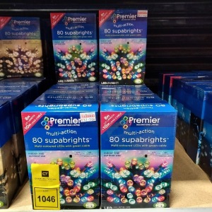 23 X BRAND NEW PREMIER CHRISTMAS MULTI - ACTION LIGHT'S 80 SUPABRIGHTS IN MULTI - COLOURED LED'S WITH GREEN CABLE SIZE 8