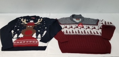 14 X BRAND NEW MIXED MERRY CHRISTMAS JUMPERS I.E JUMPING DEER JUMPERS - RUDOLPH SNOW SCENE JUMPERS ETC IN VARIOUS SIZES