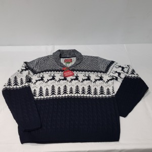 16 X BRAND NEW MIXED CHRISTMAS JUMPERS TO INCLUDE SEASONS GREETINGS FAIRISLE CREW JUMPER = MERRY CHRISTMAS JUMPING DEER IN VARIOUS SIZES