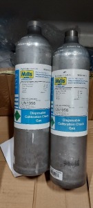 2 X MILLS CALIBRATION GAS CANISTERS - UN1956 QUAD GAS ( PART CODE : C024149 ) - 1 X BRAND NEW FULL - 1 X UNKNOWN LEVEL -