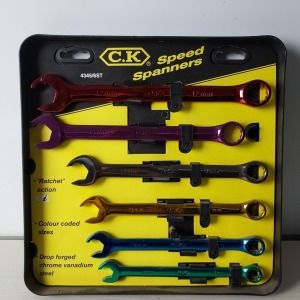 6 X BRAND NEW C.K 6 PIECE SPEED SPANNER SET 10 / 12 / 13 / 14 / 15 / 17 MM SPANNERS ( CODE :T4345 / 6ST ) - IN 1 BOX