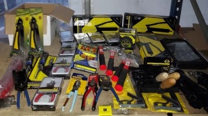 65+ PIECE BRAND NEW MIXED C.K TOOLS LOT CONTAINING HIGH PRESSURE GREASE GUN / ADJUSTABLE CIRCLIP PLIERS / FOLD AWAY PRUNING SAWS / SET OF 5 PROFESSIONAL SCREWDRIVERS / 7.5 M MEASURING TAPE / CLAW HAMMER / VARIOUS SPANNERS / PRY BARS / NAIL LIFTERS / PLI