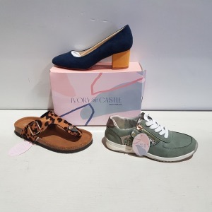 30 X BRAND NEW IVORY CASTLE FOOTWEAR LOT TO INCLUDE TAZZIE SANDALS - LOTUS HEELED SHOES - NULA GREEN SHOES ETC ALL IN VARIOUS SIZES