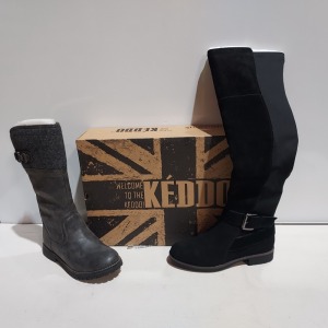 29 X BRAND NEW KEDDO MANMADE LEATHER BOOTS IN BLACK AND GREY IN VARIOUS SIZES