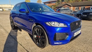 BLUE JAGUAR F-PACE V6 S AWF I AUTO, REG NO: LC18 GCY, ENGINE SIZE: 2995CC, FIRST REGISTERED: 10/05/2018, NO V5, 2 KEYS, MOT UNTIL 16/05/2025, MILEAGE: 29,100, CLIMATE CONTROL, CRUISE CONTROL, LEATHER SEATS, HEATED FRONT SEATS & HEATED STEERING WHEEL, SAT