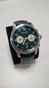 BREMONT PRE-OWNED STEEL STRAP WATCH CHRONOGRAPH GREEN DIAL NO BOX OR PAPERS