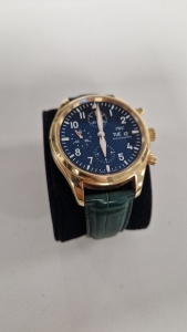 IWC PRE OWNED 18K ROSE GOLD PILOTS CHRONOGRAPH REF371713 STRAP WATCH NO BOX OR PAPERS