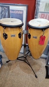 PAIR OF TOCA PLAYERS SERIES HAND DRUMS BOTH ON TOCA METAL STAND