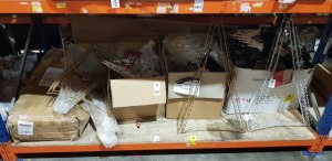 FULL BAY OF MIXED CHRISTMAS LOT CONTAINING 24CM LANTERNS, CHRISTMAS CARD HOLDERS M1, DANCING FLAME CANDLES, 200 LED SUPABRIGHTS 16M LIT LENGTH, LIGHT UP REINDEER GLASSES, 34CM WOOD TREE WITH COLOUR BALLS ETC (NOTE CUSTOMER RETURNS)