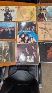 12 LP'S TO INCLUDE BANDS SUCH AS, THE ROLLING STONES, BOB DYLAN, MUDDY WATERS