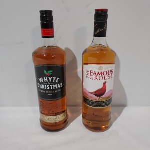 2 X 1LITRE BOTTLES OF WHISKEY TO INC - THE FAMOUS GROUSE AND WHYTE CHRISTMAS