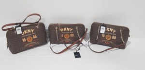 3 X BROWN SHOULDER BAG WITH TAG, DKNY BRANDED (P)